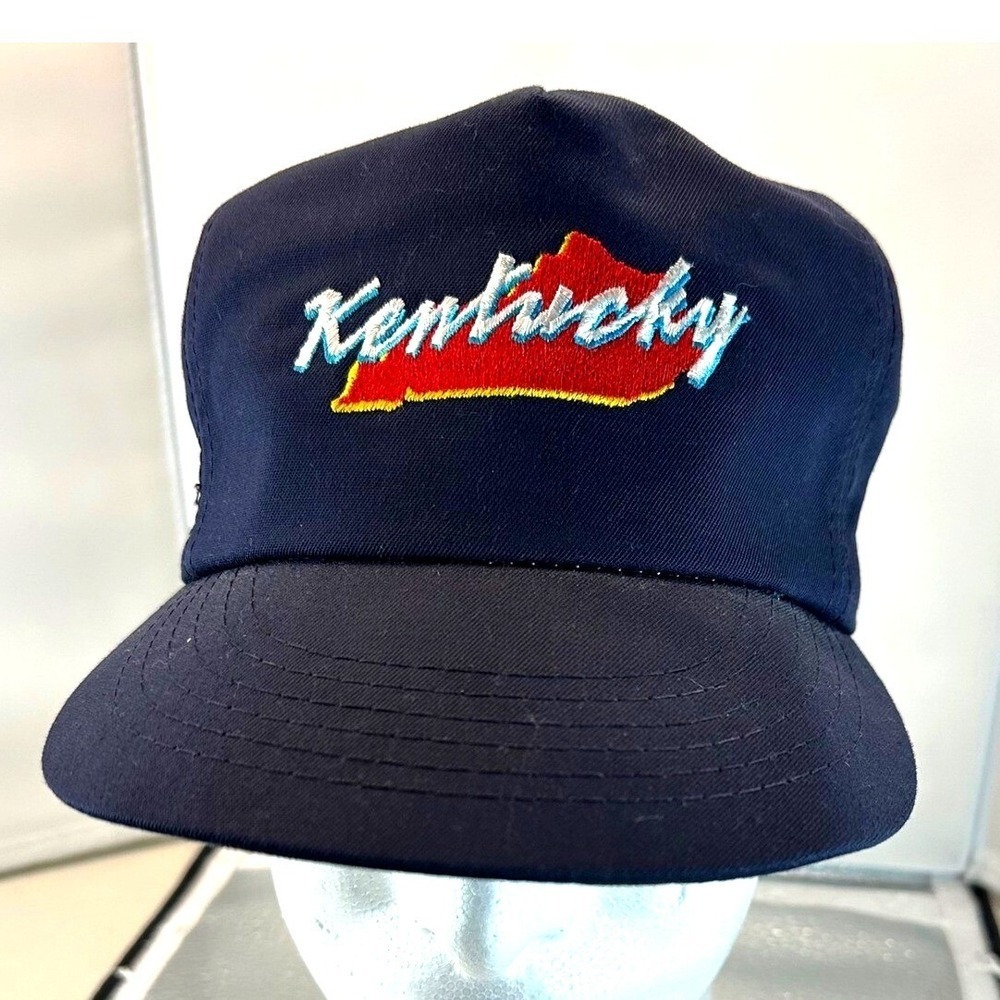 VTG Kentucky Hat Cap Blue 5 Panel Snapback Union United Hatters 80s Spellout USA